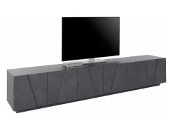 Dmora Móvel de TV Dgil, aparador baixo da sala, base de móvel de TV, 100% Fabricado na Itália, 244x44h46 cm, Ardósia^ Móvel De Tv