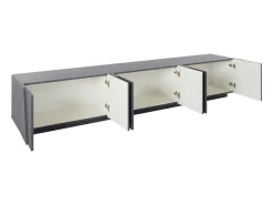 Dmora Móvel de TV Dgil, aparador baixo da sala, base de móvel de TV, 100% Fabricado na Itália, 244x44h46 cm, Ardósia^ Móvel De Tv