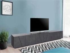 Dmora Móvel de TV Dgil, aparador baixo da sala, base de móvel de TV, 100% Fabricado na Itália, 244x44h46 cm, Ardósia^ Móvel De Tv