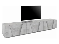 Dmora Móvel de TV Dgil, Aparador baixo da sala, Base de móvel de TV, 100% Fabricado na Itália, 244x44h46 cm, Cimento escuro^ Móvel De Tv