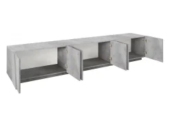 Dmora Móvel de TV Dgil, Aparador baixo da sala, Base de móvel de TV, 100% Fabricado na Itália, 244x44h46 cm, Cimento escuro^ Móvel De Tv