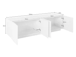 Clearance Dmora Móvel de TV Djungda, aparador baixo da sala, base de móvel de TV, 100% Fabricado na Itália, 162x44h46 cm, Cinza Ardósia Cinzento