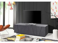 Clearance Dmora Móvel de TV Djungda, aparador baixo da sala, base de móvel de TV, 100% Fabricado na Itália, 162x44h46 cm, Cinza Ardósia Cinzento