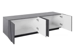 Clearance Dmora Móvel de TV Djungda, aparador baixo da sala, base de móvel de TV, 100% Fabricado na Itália, 162x44h46 cm, Cinza Ardósia Cinzento
