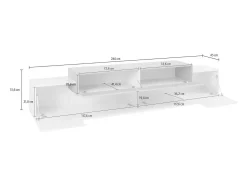 Sale Dmora Móvel de TV Dlamann, Aparador baixo da sala, Base de móvel de TV, 100% Fabricado em Itália, 240x45h52 cm, brilhante Branco