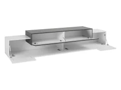 Móvel De Tv|Dmora Móvel de TV Dlamann, Aparador baixo de sala, base de móvel de TV, 100% Fabricado em Itália, 240x45h52 cm, Branco brilhante e ardósia Cinza antracite / Branco