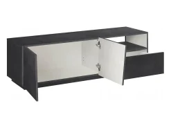 Dmora Móvel de TV Dlandon, Aparador baixo de sala com 2 portas, base de móvel de TV, 100% Fabricado em Itália, 150x43h46 cm, Ardósia^ Móvel De Tv