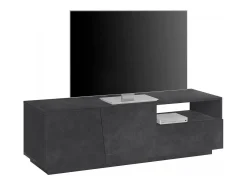 Dmora Móvel de TV Dlandon, Aparador baixo de sala com 2 portas, base de móvel de TV, 100% Fabricado em Itália, 150x43h46 cm, Ardósia^ Móvel De Tv