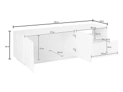 Móvel De Tv|Dmora Móvel de TV Dlandon, Aparador baixo de sala com 2 portas, base de móvel de TV, 100% Fabricado na Itália, 150x43h46 cm, brilhante Branco
