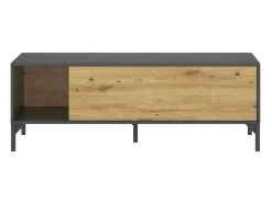Dmora Móvel de TV Dlell, Aparador baixo da sala, Aparador da sala para televisão, 132x39h44 cm, Carvalho atado e antracite^ Móvel De Tv