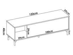 Dmora Móvel de TV Dlell, Aparador baixo da sala, Aparador da sala para televisão, 132x39h44 cm, Carvalho atado e antracite^ Móvel De Tv