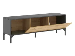 Dmora Móvel de TV Dlell, Aparador baixo da sala, Aparador da sala para televisão, 132x39h44 cm, Carvalho atado e antracite^ Móvel De Tv