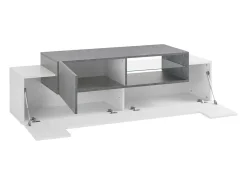 Móvel De Tv*Dmora Móvel de TV Dlodrin, aparador baixo da sala, base de móvel de TV, 100% Fabricado na Itália, 160x45h51 cm, Branco brilhante e ardósia Cinzento / Branco