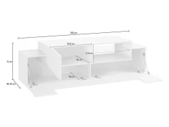 Móvel De Tv|Dmora Móvel de TV Dlodrin, aparador baixo da sala, base de móvel de TV, 100% Fabricado na Itália, 160x45h51 cm, Branco brilhante e Bordo Natural claro / Branco