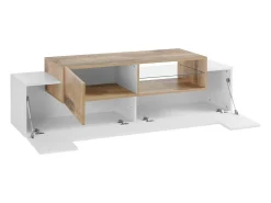 Móvel De Tv|Dmora Móvel de TV Dlodrin, aparador baixo da sala, base de móvel de TV, 100% Fabricado na Itália, 160x45h51 cm, Branco brilhante e Bordo Natural claro / Branco