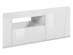 Dmora Móvel de TV Dlori, aparador baixo da sala, base de móvel de TV, 100% Fabricado na Itália, 220x43h46 cm, brilhante^ Móvel De Tv