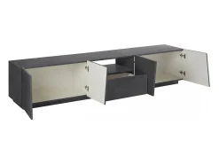 Móvel De Tv|Dmora Móvel de TV Dlori, Aparador baixo de sala, base de móvel de TV, 100% Fabricado na Itália, 220x43h46 cm, Ardósia, com luz LED Cinzento