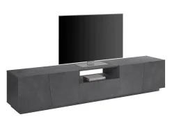Móvel De Tv|Dmora Móvel de TV Dlori, Aparador baixo de sala, base de móvel de TV, 100% Fabricado na Itália, 220x43h46 cm, Ardósia, com luz LED Cinzento