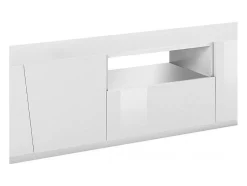 Dmora Móvel de TV Dlori, Aparador baixo de sala, base de móvel de TV, 100% Fabricado na Itália, 220x43h46 cm, brilhante, com luz LED^ Móvel De Tv