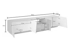 Dmora Móvel de TV Dlori, Aparador baixo da sala, Base de móvel de TV, 100% Fabricado na Itália, 220x43h46 cm, Ardósia^ Móvel De Tv