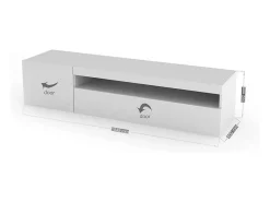 Móvel De Tv*Dmora Móvel de TV Dmangoni, Aparador baixo de sala com 2 portas, base de móvel de TV, 100% Fabricado na Itália, 150x40h37 cm, brilhante, com luz LED Branco