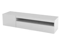 Móvel De Tv*Dmora Móvel de TV Dmangoni, Aparador baixo de sala com 2 portas, base de móvel de TV, 100% Fabricado na Itália, 150x40h37 cm, brilhante Branco