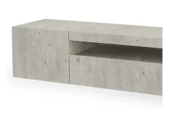 Móvel De Tv|Dmora Móvel de TV Dmangoni, Aparador baixo de sala com 2 portas, base de móvel de TV, 100% Fabricado na Itália, 150x40h37 cm, Cimento, com luz LED Cinzento
