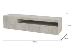Móvel De Tv|Dmora Móvel de TV Dmangoni, Aparador baixo de sala com 2 portas, base de móvel de TV, 100% Fabricado na Itália, 150x40h37 cm, Cimento Cinzento