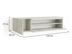 Móvel De Tv|Dmora Móvel de TV Dmangoni, Aparador baixo de sala com 2 portas, base de móvel de TV, 100% Fabricado na Itália, 150x40h37 cm, Cimento Cinzento