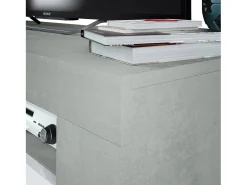 Dmora Móvel de TV Dmerl, Aparador para televisão da sala, Móvel de TV 2 portas, Aparador baixo para sala, 120x42h40 cm, e Cimento^ Móvel De Tv