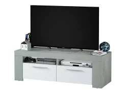 Dmora Móvel de TV Dmerl, Aparador para televisão da sala, Móvel de TV 2 portas, Aparador baixo para sala, 120x42h40 cm, e Cimento^ Móvel De Tv