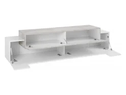 Móvel De Tv*Dmora Móvel de TV Dmirand, Aparador baixo de sala, base de móvel de TV, 100% Fabricado na Itália, 200x45h52 cm, Branco brilhante e cimento Cinzento claro / Branco