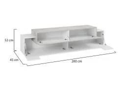 Móvel De Tv*Dmora Móvel de TV Dmirand, Aparador baixo de sala, base de móvel de TV, 100% Fabricado na Itália, 200x45h52 cm, Branco brilhante e cimento Cinzento claro / Branco