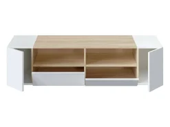 Móvel De Tv|Dmora Móvel de TV Dmolino, Aparador para televisão da sala, Móvel de TV moderno, Aparador baixo multiusos, 138x42h36 cm, e Carvalho Branco