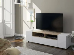 Móvel De Tv|Dmora Móvel de TV Dmolino, Aparador para televisão da sala, Móvel de TV moderno, Aparador baixo multiusos, 138x42h36 cm, e Carvalho Branco