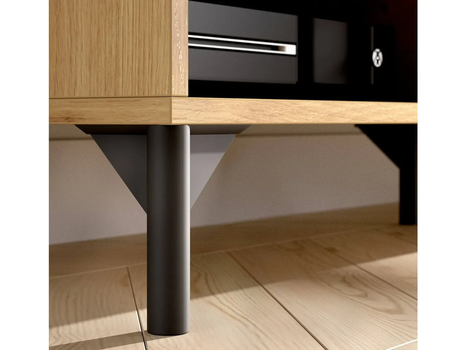 Best Dmora Móvel de TV Dpandu, Aparador baixo da sala, Aparador da sala para televisão, 164x39h49 cm, Carvalho atado e antracite Castanho