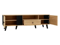 Móvel de TV em madeira e 170 x 40 x 50 cm, aparador com cinco compartimentos de arrumação e uma gaveta^ Móvel De Tv