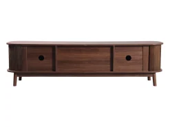 Móvel de TV em madeira maciça com 2 portas e 2 gavetas, 170 x 39,5 x 46 cm, Móvel de TV com laterais de vime^ Móvel De Tv