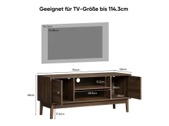 Móvel De Tv*Hauss Spole Móvel de TV em nogueira com 2 portas e arrumação aberta, estilo retro 110x40x48cm Castanho