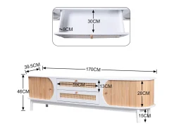 Móvel De Tv* Móvel de TV em rattan , Cômoda com duas portas e duas gavetas, patchwork e madeira Branco