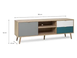 Móvel De Tv|Concept-Usine Móvel de TV Escandinavo 150cm PERAST Carvalho Sonoma com Arrumação e Porta - Estilo Escandinavo Castanho