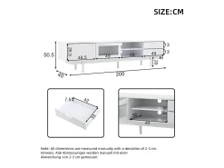 Sale Móvel de TV estilo boêmio com espaço de armazenamento, portas de armário minimalistas, 200 x 40 x 51 cm, Branco