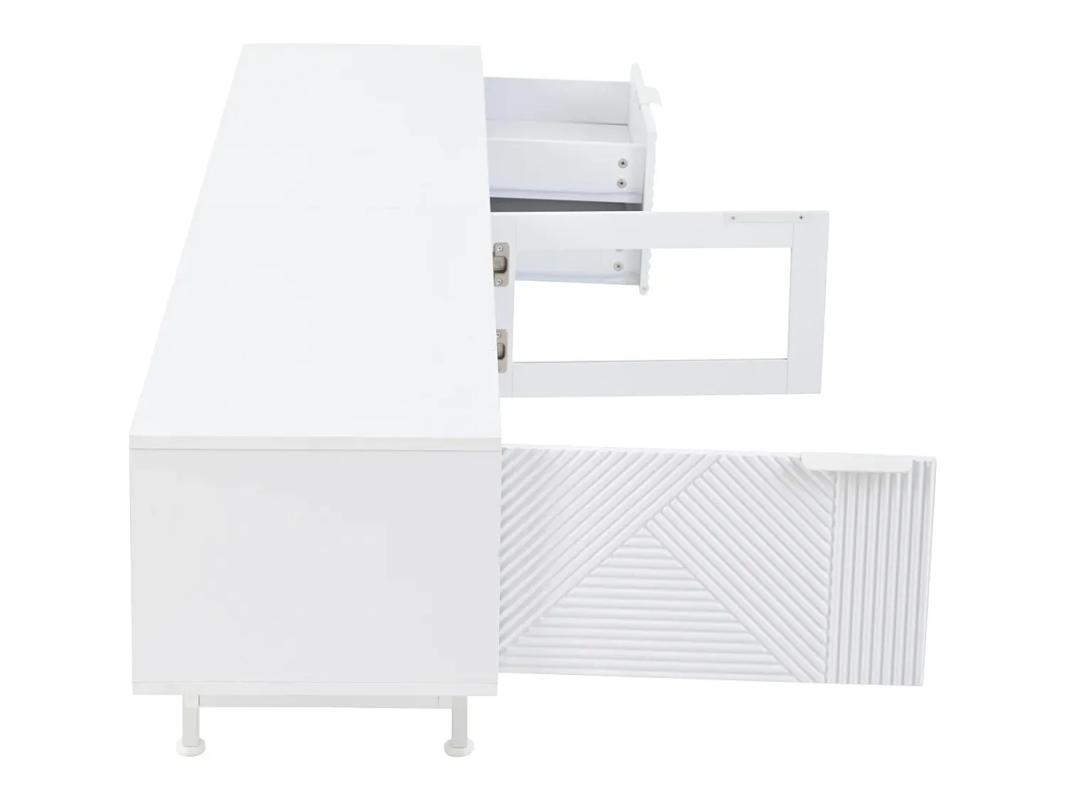 Sale Móvel de TV estilo boêmio com espaço de armazenamento, portas de armário minimalistas, 200 x 40 x 51 cm, Branco