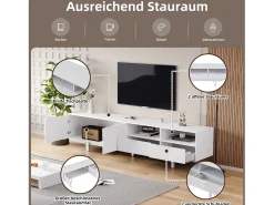 Móvel De Tv*Merax Móvel de TV estilo boêmio com 2 portas e 2 gavetas - 200 x 40 x 51 cm - Aglomerado - para sala de jantar - Branco