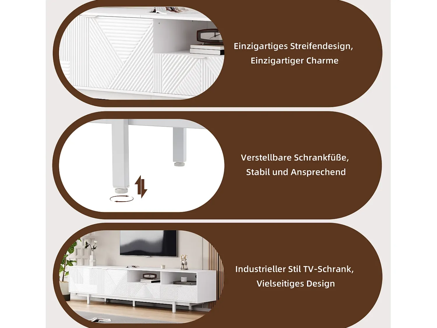 Móvel De Tv*Merax Móvel de TV estilo boêmio com 2 portas e 2 gavetas - 200 x 40 x 51 cm - Aglomerado - para sala de jantar - Branco
