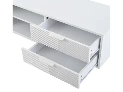 Móvel de TV estilo boêmio com espaço de armazenamento, portas de armário minimalistas, 200 x 40 x 51 cm, Branco