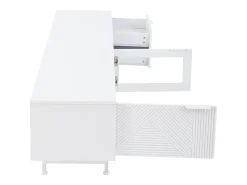 Móvel de TV estilo boêmio com espaço de armazenamento, portas de armário minimalistas, 200 x 40 x 51 cm, Branco