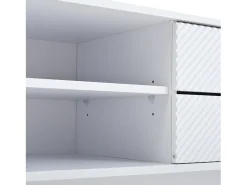 Móvel de TV estilo boêmio com espaço de armazenamento, portas de armário minimalistas, 200 x 40 x 51 cm, Branco