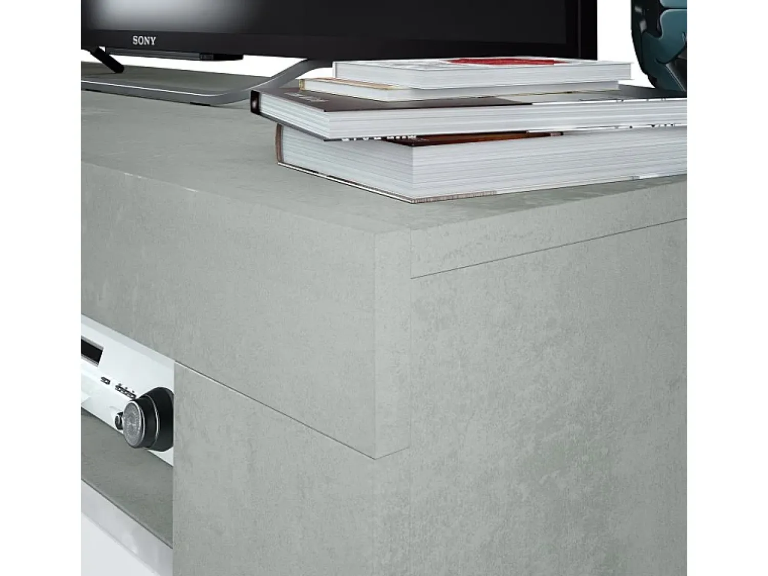 Móvel De Tv|Loungitude Móvel de TV estilo industrial branco e cimento 120x40x42 cm Cinzento claro