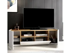 Móvel De Tv|Dmora Móvel de TV Etna, Aparador baixo da sala, Aparador da sala para televisão, 142x35h44 cm, e Carvalho Nó Branco